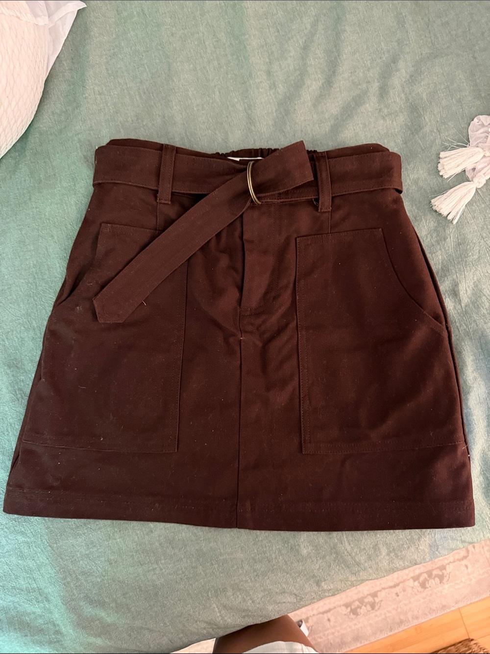 Woolrich Chocolate Brown Belted Mini Skirt